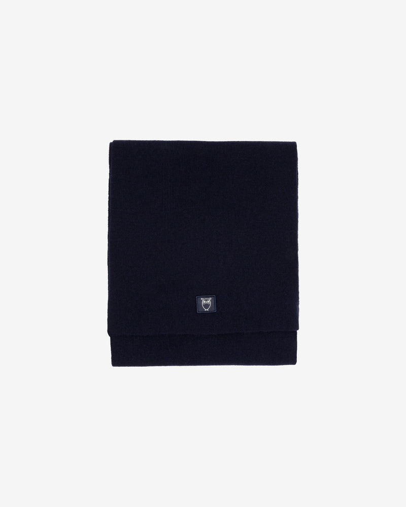 KnowledgeCotton Apparel - UNI Rib knit wool scarf Scarfs 1001 Total Eclipse