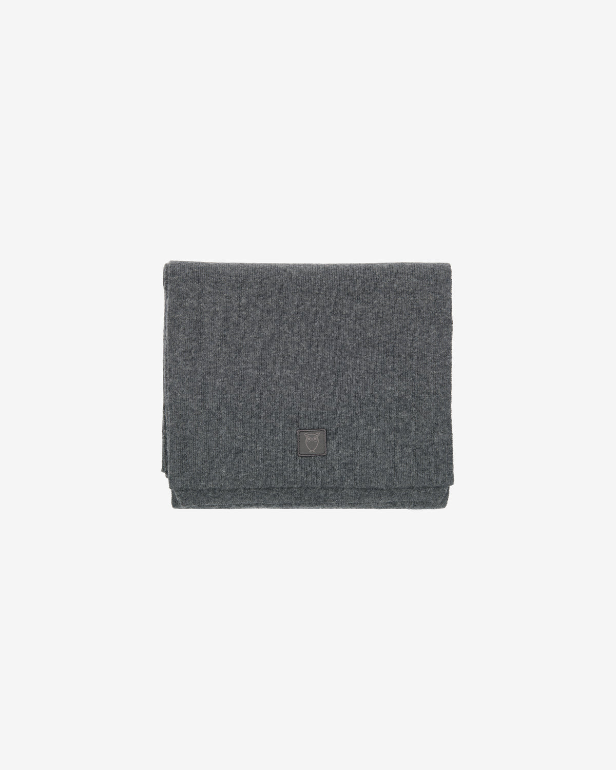 KnowledgeCotton Apparel - UNI Rib knit wool scarf Scarfs 1073 Dark Grey Melange