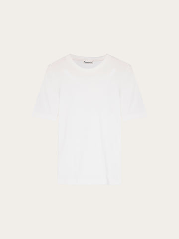 KnowledgeCotton Apparel - WMN Rib t-shirt T-shirts 1007 Star White