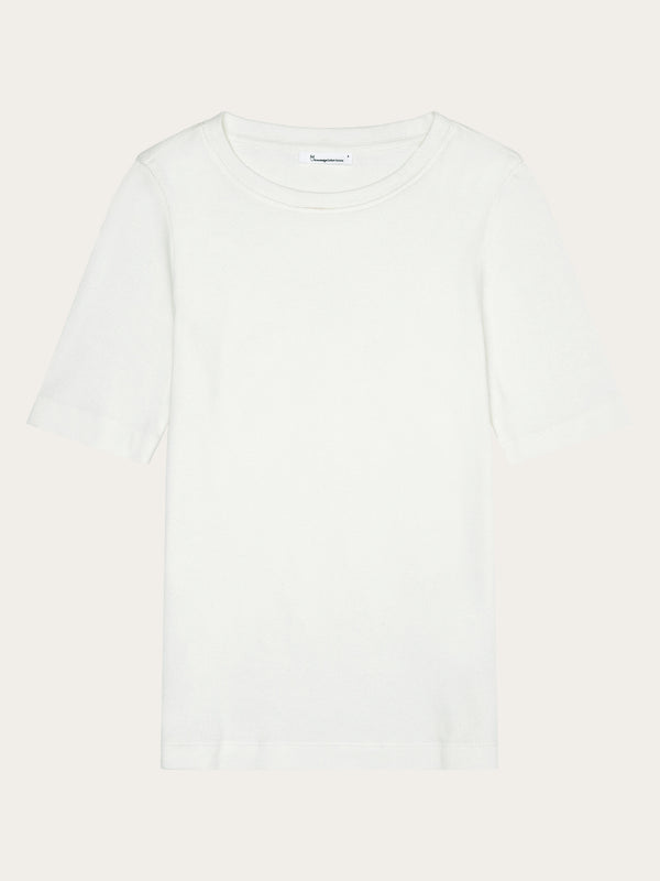 KnowledgeCotton Apparel - WMN Rib t-shirt T-shirts 1007 Star White