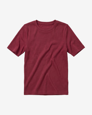 KnowledgeCotton Apparel - WMN Rib t-shirt T-shirts 1500 Burgundy