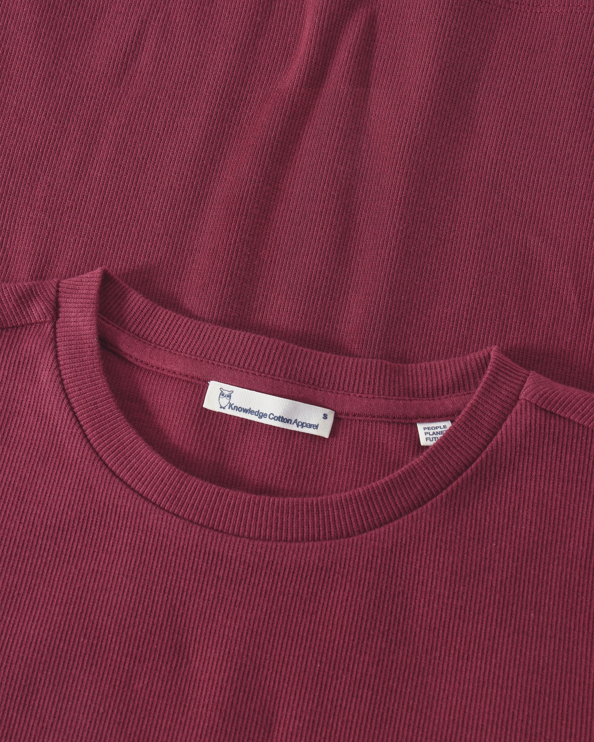 KnowledgeCotton Apparel - WMN Rib t-shirt T-shirts 1500 Burgundy