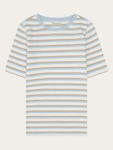 KnowledgeCotton Apparel - WMN Rib t-shirt T-shirts 8032 Multi color stripe