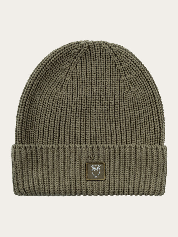 KnowledgeCotton Apparel - UNI Ribbing hat Hats 1100 Dark Olive