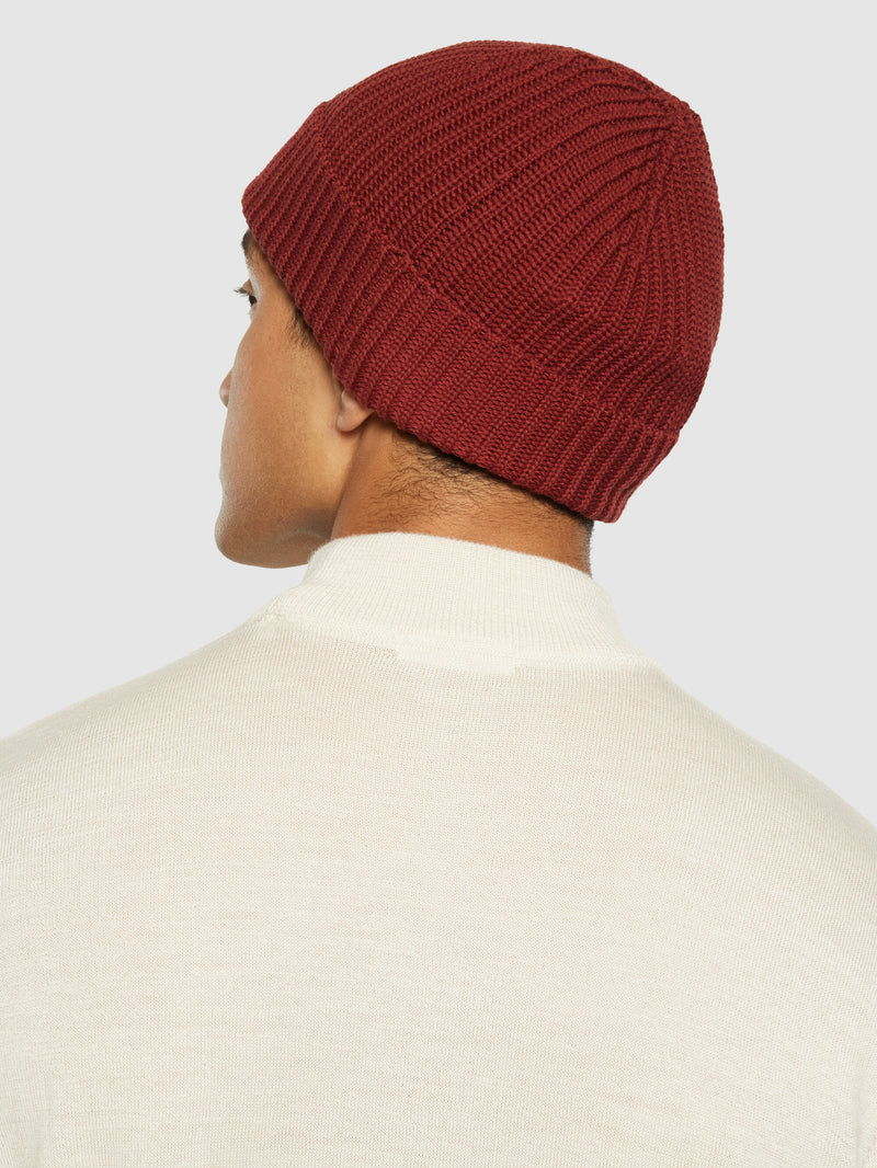 KnowledgeCotton Apparel - UNI Ribbing hat Hats 1478 Fired Brick