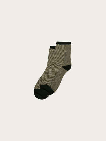 KnowledgeCotton Apparel - WMN Single pack Colorblock rib socks Socks 1362 Trekking Green