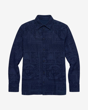 KnowledgeCotton Apparel - MEN Sleet comfort print shirt Shirts 9921 Blue