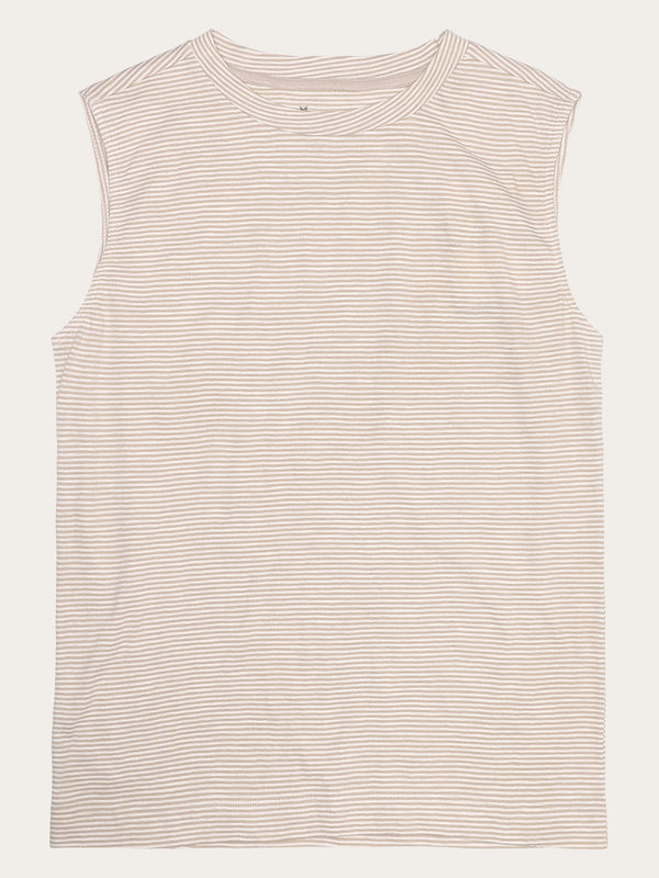 KnowledgeCotton Apparel - WMN Slub tanktop - GOTS/Vegan T-shirts 8033 Creme Stripe