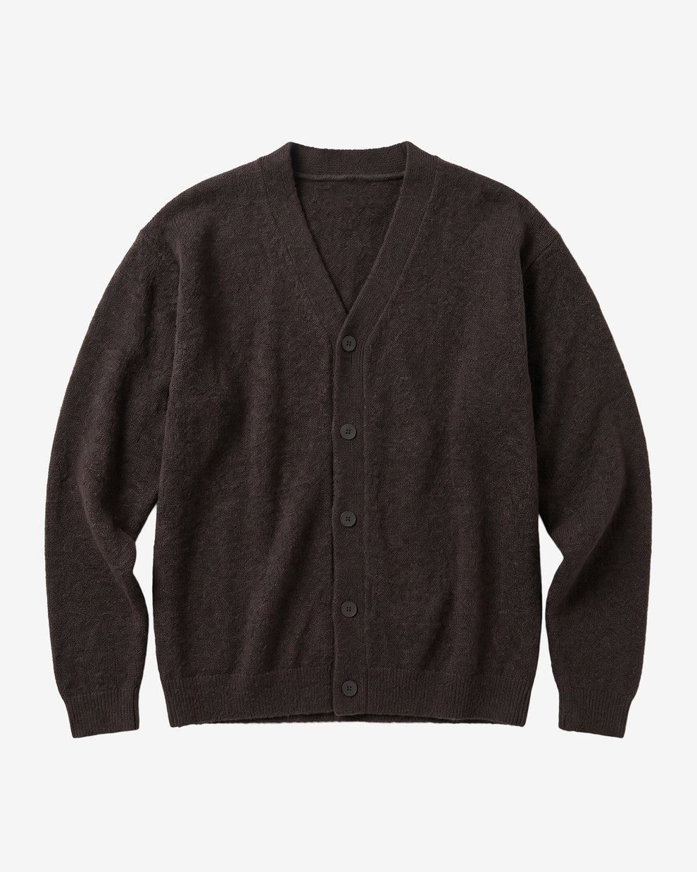 KnowledgeCotton Apparel - MEN Soufflé yarn cardigan Knits 1487 Chocolate Torte