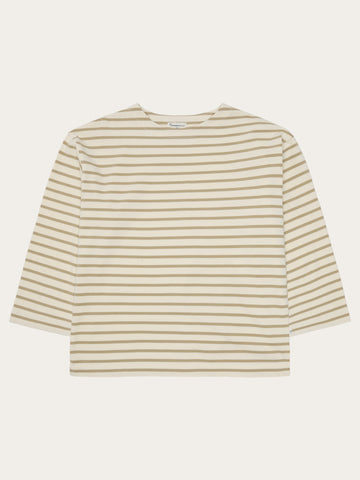 KnowledgeCotton Apparel - WMN Stripe long sleeve t-shirt T-shirts 8030 Beige stripe