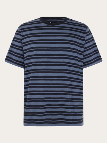 KnowledgeCotton Apparel - MEN Striped t-shirt T-shirts 8021 Blue stripe