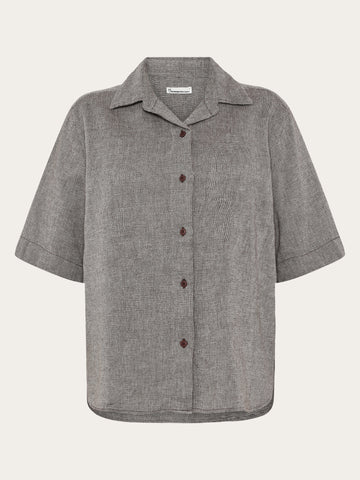 KnowledgeCotton Apparel - WMN Structure short sleeve shirt Shirts 1489 Shaved Chocolate