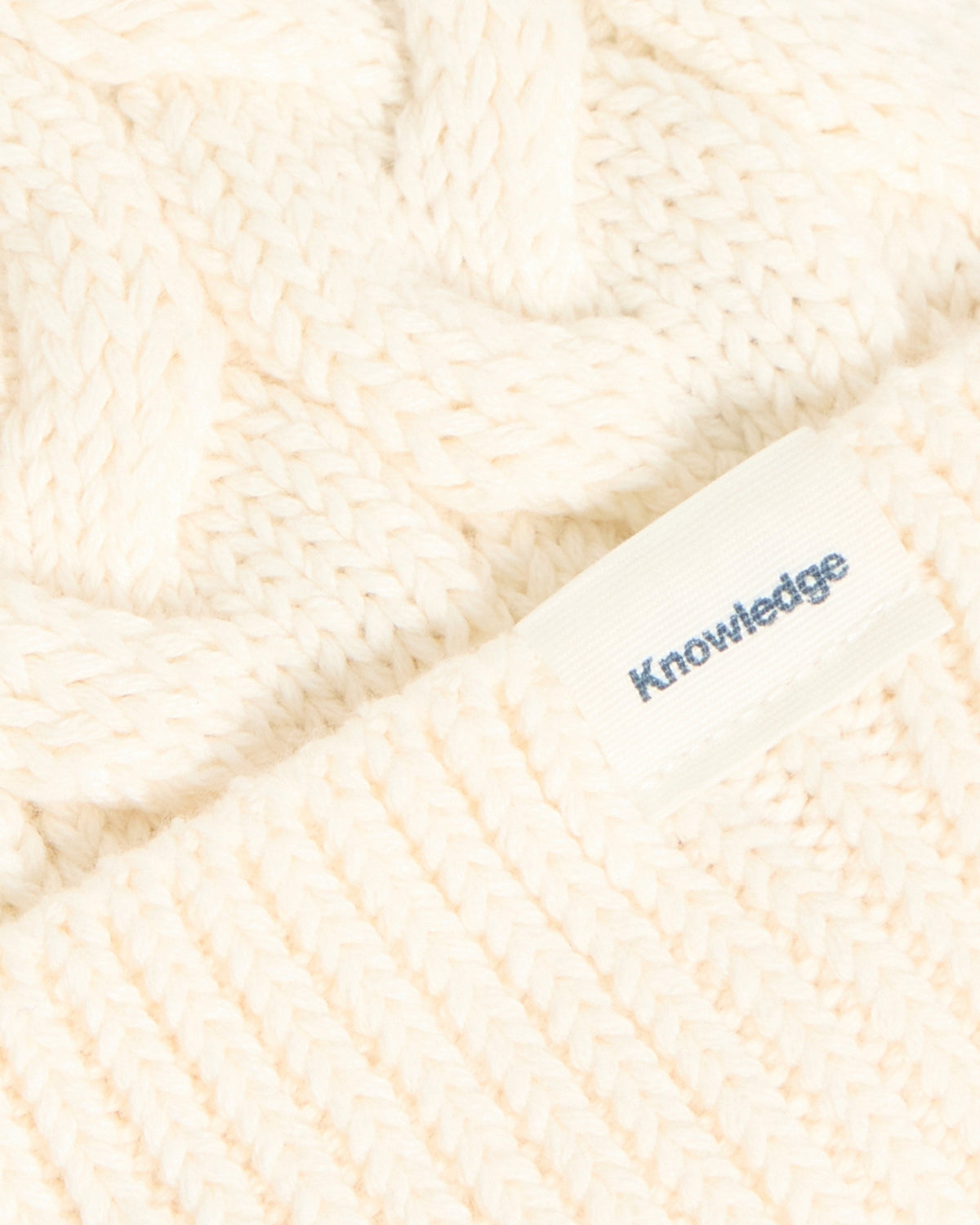 KnowledgeCotton Apparel - UNI Tassel cable beanie Hats 1387 Egret