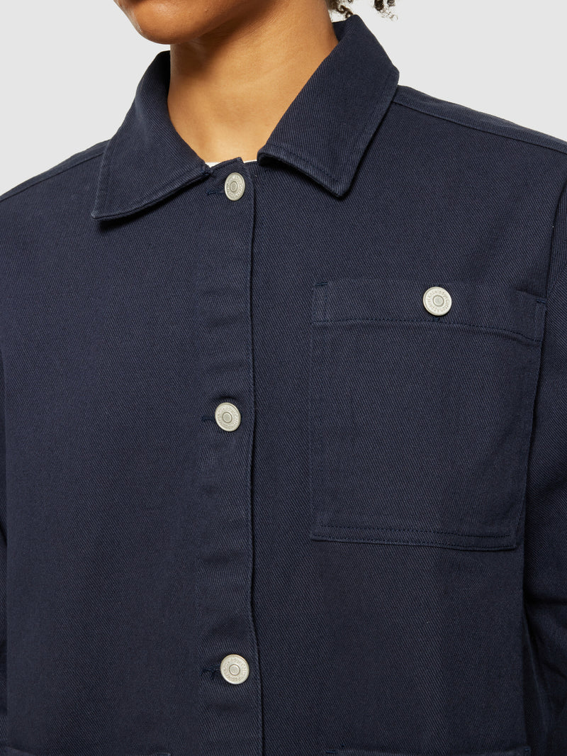 KnowledgeCotton Apparel - WMN Twill workwear jacket - GOTS/Vegan Overshirts 1412 Night Sky