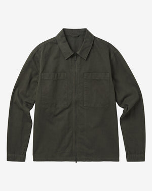 KnowledgeCotton Apparel - MEN Twill zip overshirt Overshirts 1090 Forest Night