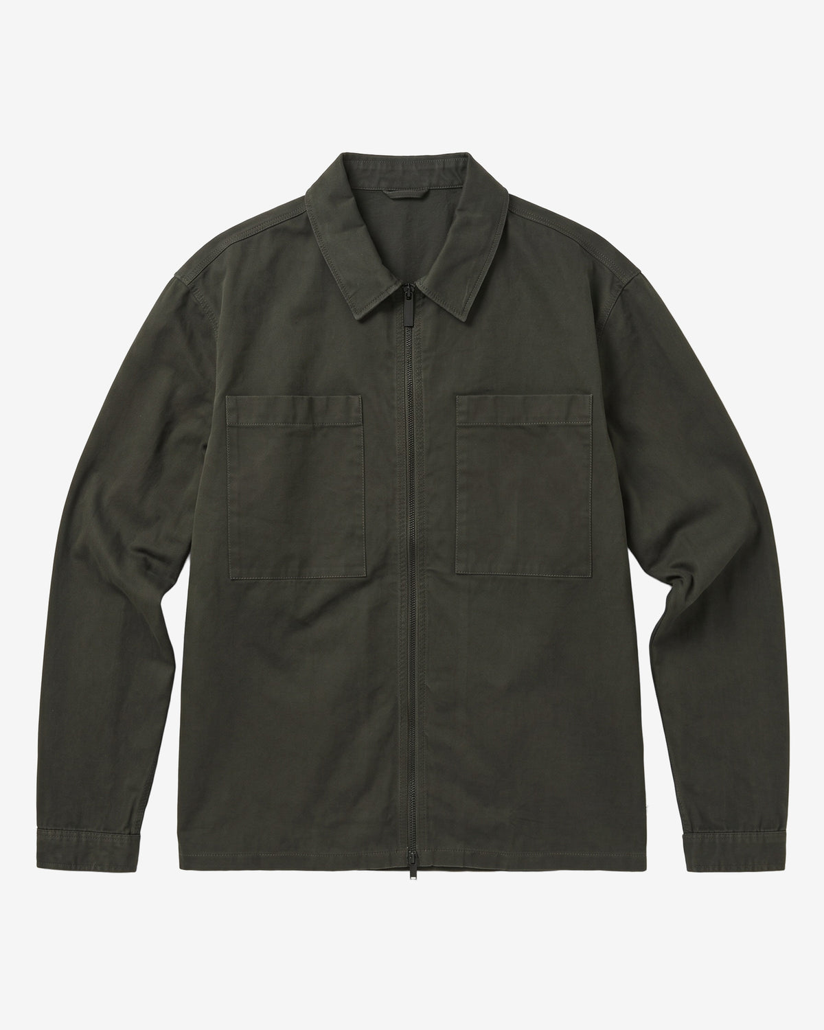 KnowledgeCotton Apparel - MEN Twill zip overshirt Overshirts 1090 Forest Night