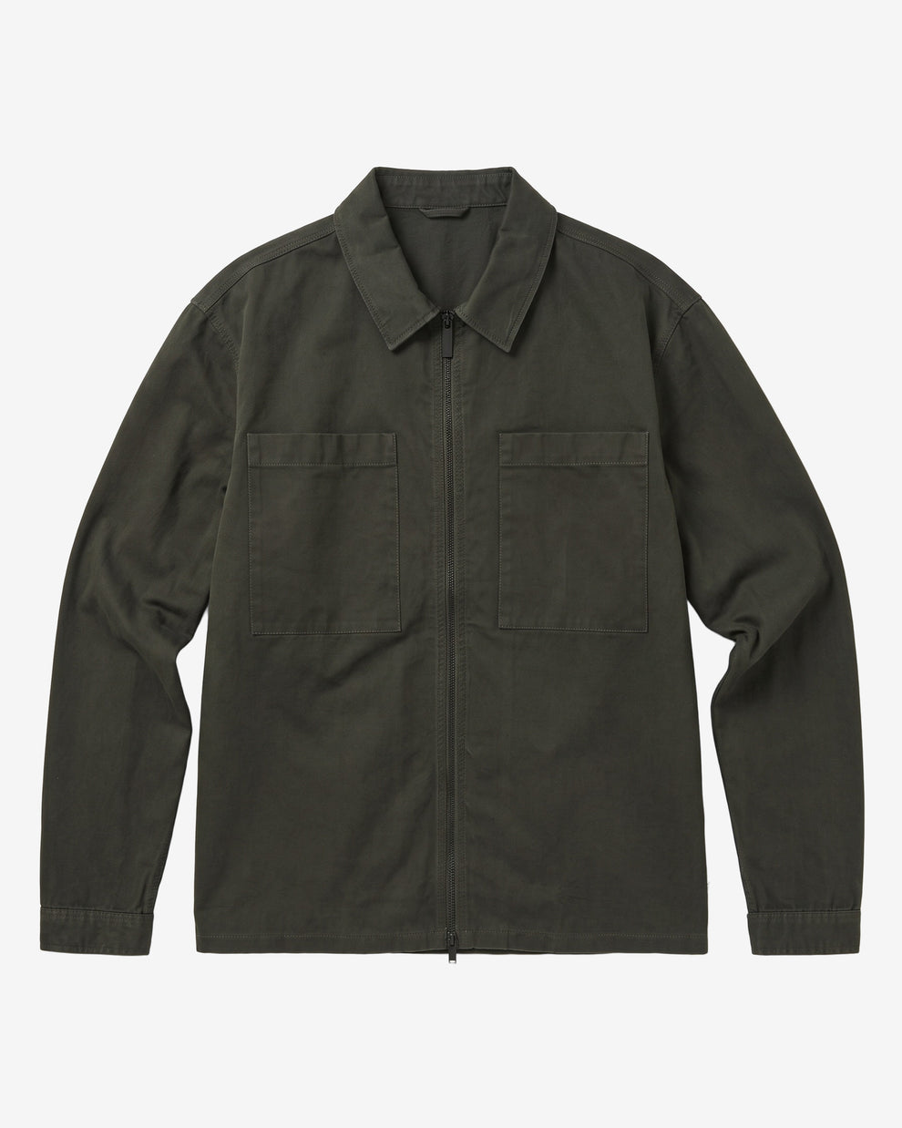 KnowledgeCotton Apparel - MEN Twill zip overshirt Overshirts 1090 Forest Night