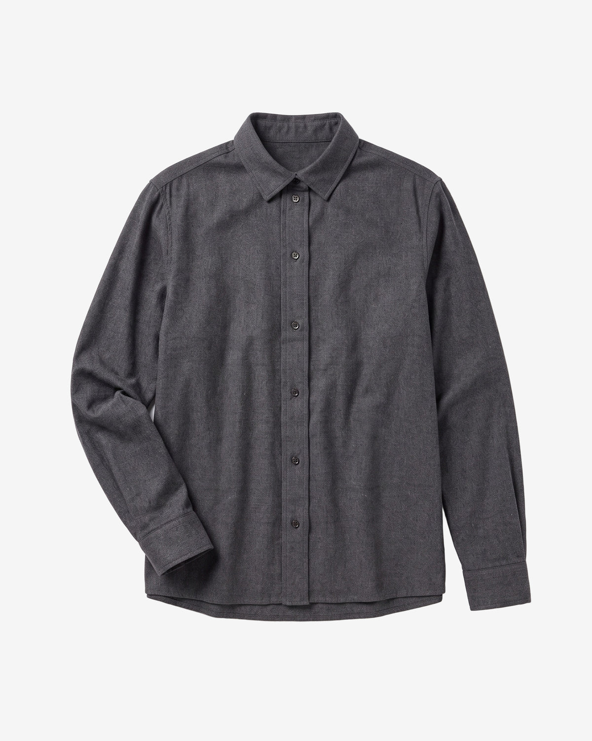 KnowledgeCotton Apparel - WMN Vega relaxed flannel shirt Shirts 1073 Dark Grey Melange