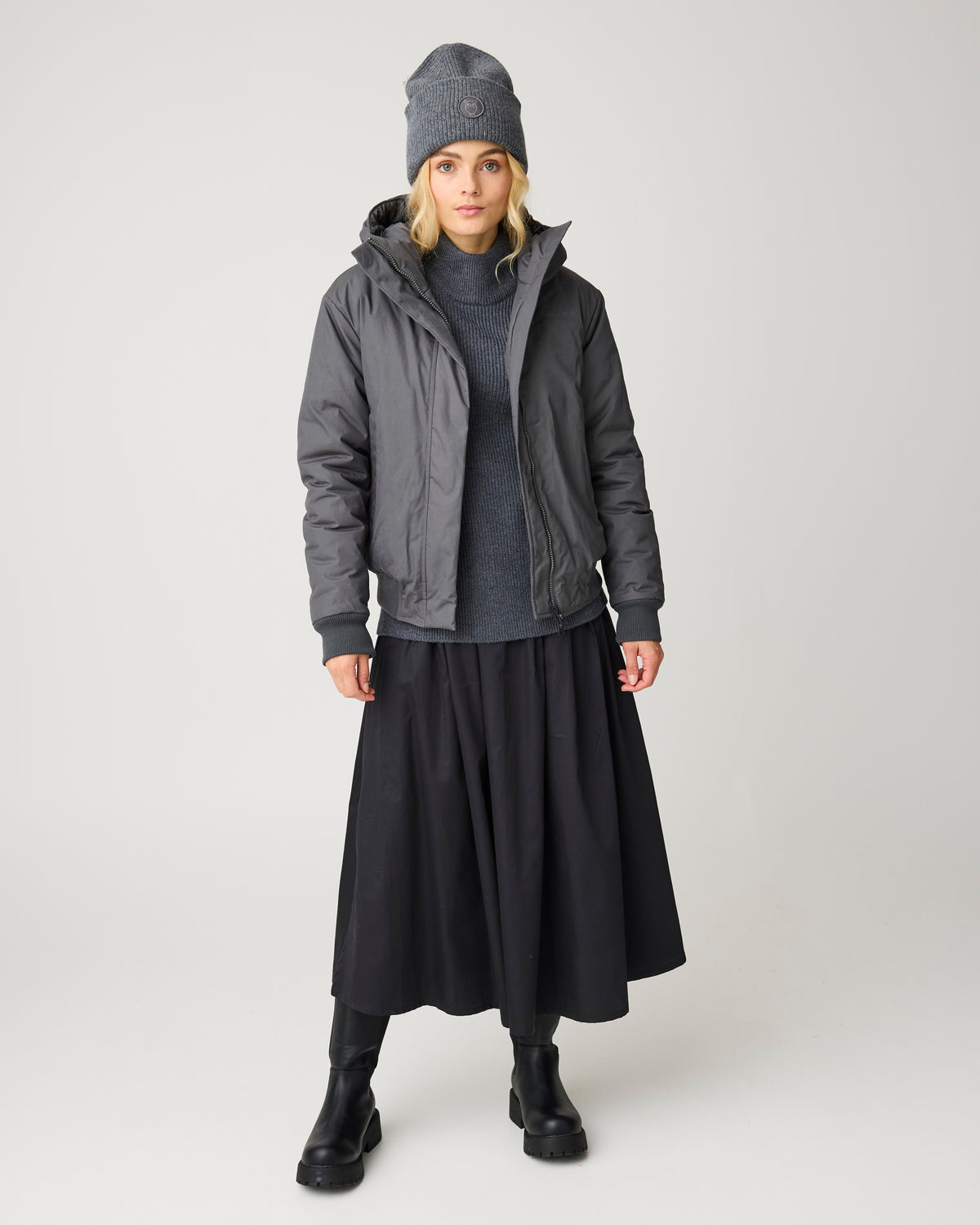 KnowledgeCotton Apparel - WMN Vent 200 insulated bomber jacket Jackets 1504 Volcanic Ash