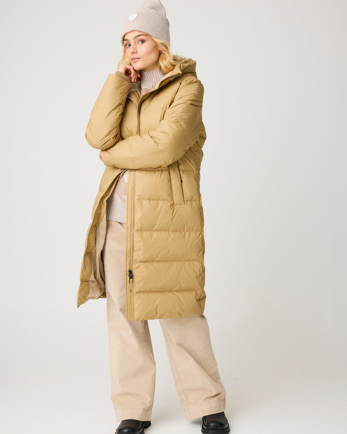 KnowledgeCotton Apparel - WMN Vent 90 puffer coat Jackets 1336 Kelp melange