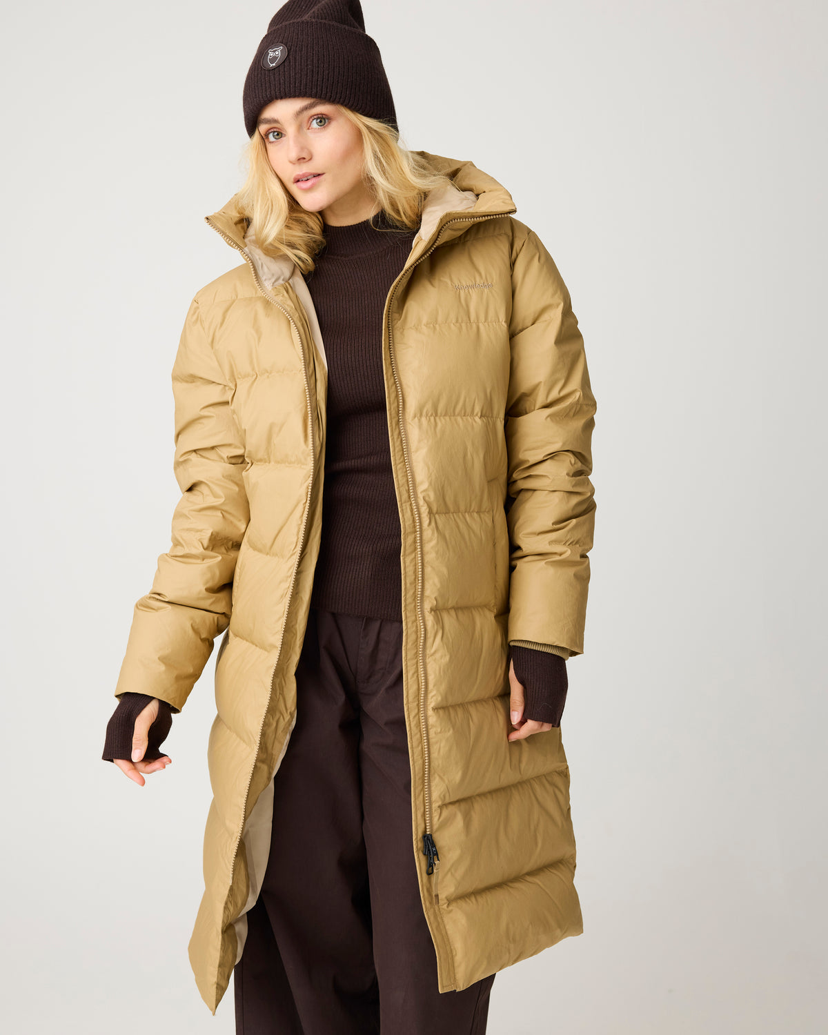 KnowledgeCotton Apparel - WMN Vent 90 puffer coat Jackets 1336 Kelp melange