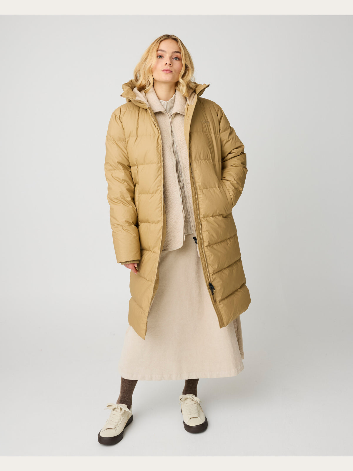 KnowledgeCotton Apparel - WMN Vent 90 puffer coat Jackets 1336 Kelp melange