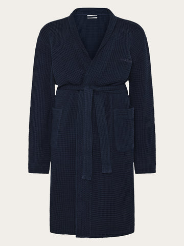 KnowledgeCotton Apparel - UNI Waffle bathrobe Homewear 1412 Night Sky