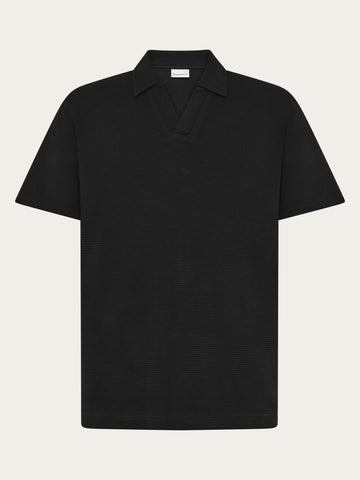 KnowledgeCotton Apparel - MEN Waffle polo Polos 1300 Black Jet