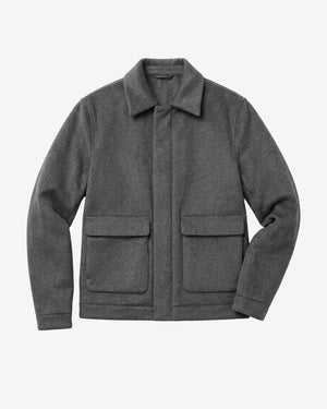 KnowledgeCotton Apparel - MEN Wool Jacket Jackets 1073 Dark Grey Melange