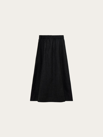 KnowledgeCotton Apparel - WMN Wool canvas skirt Skirts 1073 Dark Grey Melange