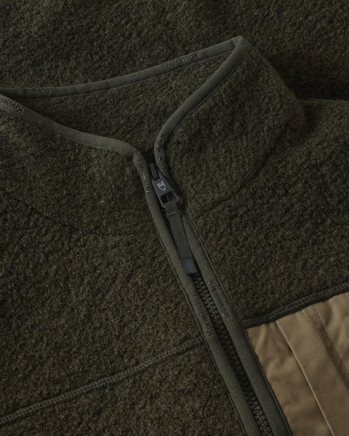 KnowledgeCotton Apparel - MEN Wool fleece full zip Fleeces 1090 Forest Night