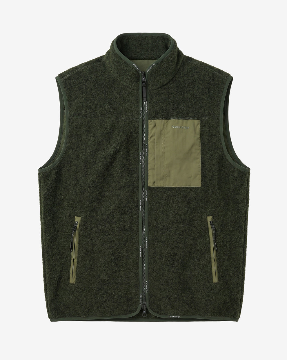 KnowledgeCotton Apparel - MEN Wool fleece vest Fleeces 1090 Forest Night