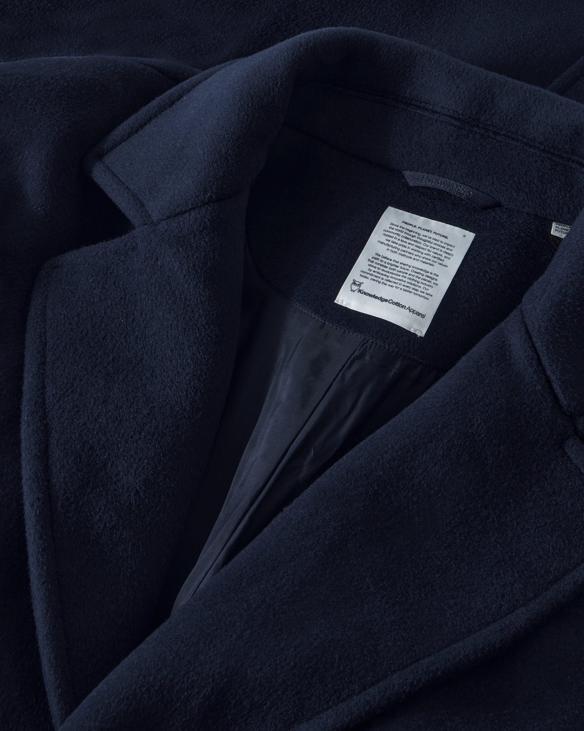 KnowledgeCotton Apparel - WMN Wool lapel coat Jackets 1412 Night Sky
