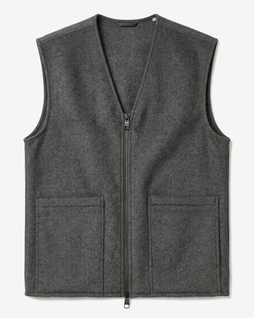 KnowledgeCotton Apparel - MEN Wool vest Vests 1073 Dark Grey Melange
