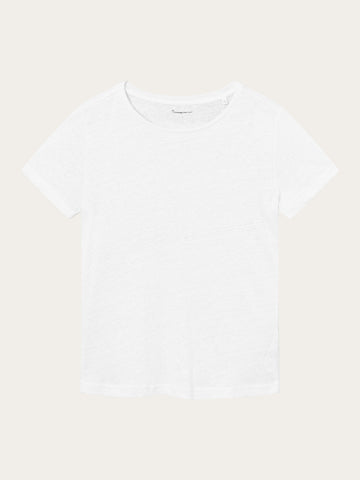 KnowledgeCotton Apparel - WMN Reg linen t-shirt T-shirts 1010 Bright White